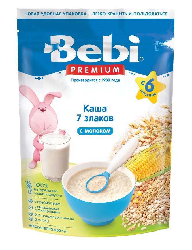 Каша Bebi Premium молочная 7 злаков с 6 мес. , 200 гр., картон