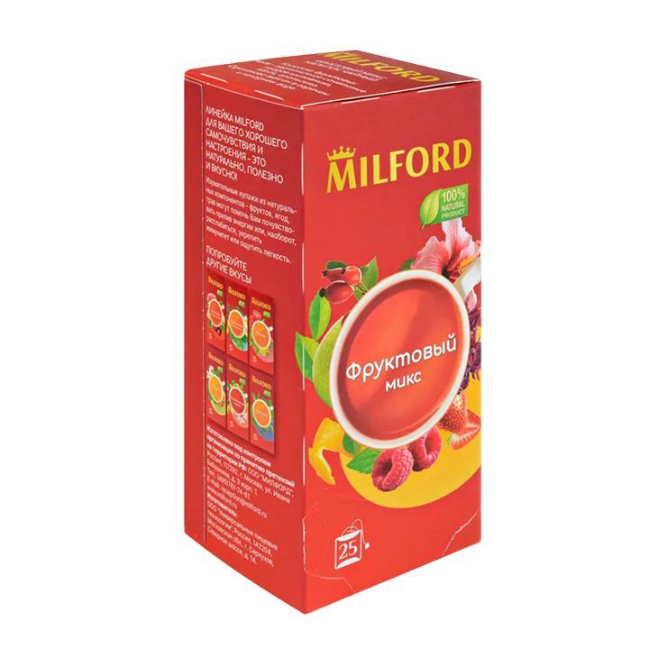 Чай Milford Фруктовый микс шиповник яблоко клубника малина 1,75 гр. х 25 пак., картон
