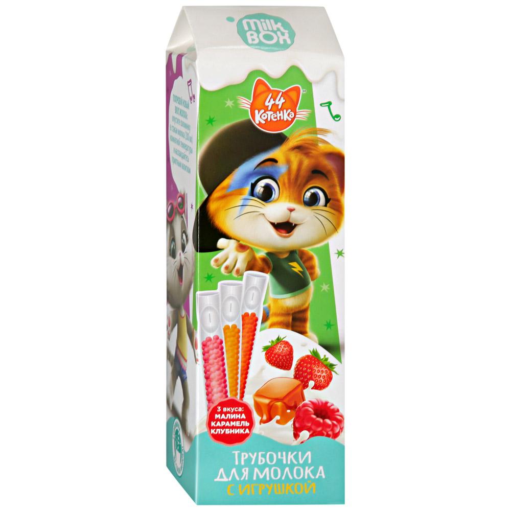 Трубочки для молока Milky Joy 44 котёнка малина клубника карамель 18 гр., картон