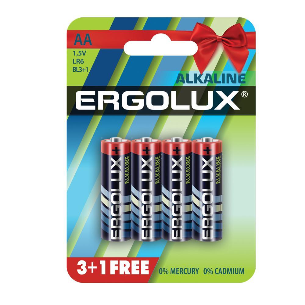 Батарейка Ergolux LR6 Alkaline 3+1FREE 1.5В 4шт, блистер