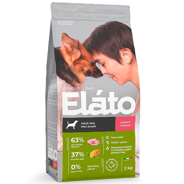 Корм Elato Holistic для взрослых собак мелких с ягненком и олениной, 2 кг., дой-пак