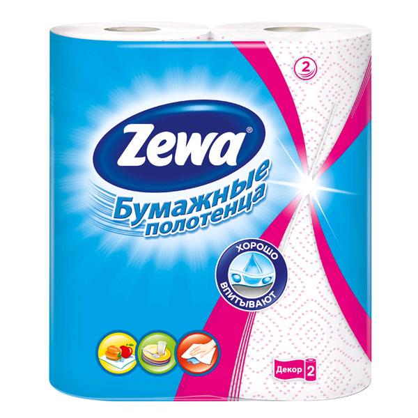 Бумажные полотенца двухслойные 2 шт., Zewa Decor, Пластиковая упаковка