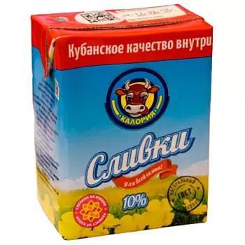 Сливки Калория ультрапастеризованные 10% 200 гр., тетра-пак