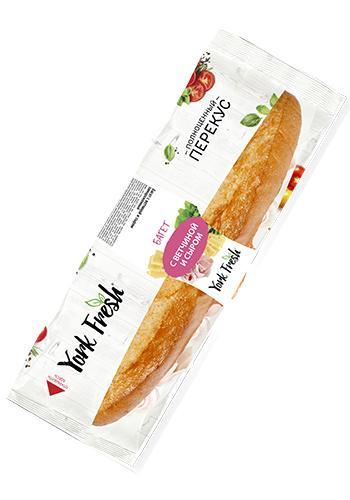 Багет БЗП Дефрост YORK FRESH с ветчиной и сыром, 180 гр., флоу-пак