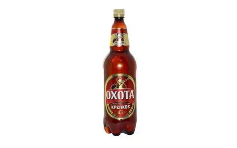 Пиво Охота крепкое светлое пастеризованное 8,1% 1 л., ПЭТ