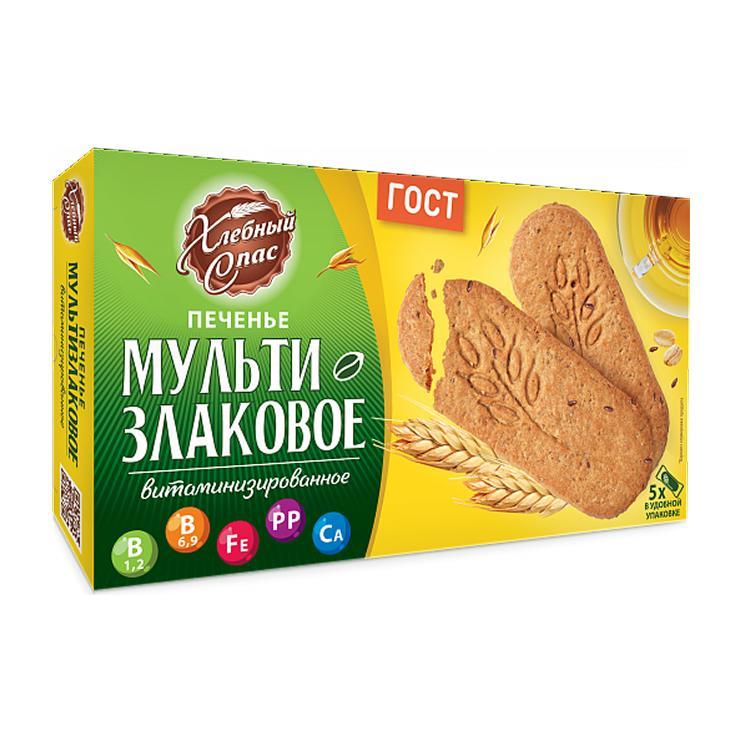 Печенье Хлебный спас мультизлаковое витаминизиронное 200 гр., картон