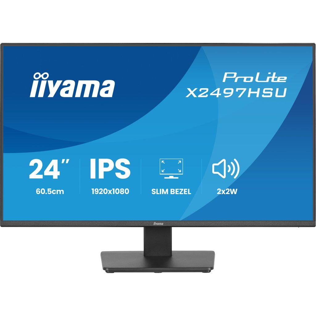 23.8" Монитор Iiyama ProLite X2497HSU-B1, 1920x1080, IPS, 120Гц, 1хHDMI, черный