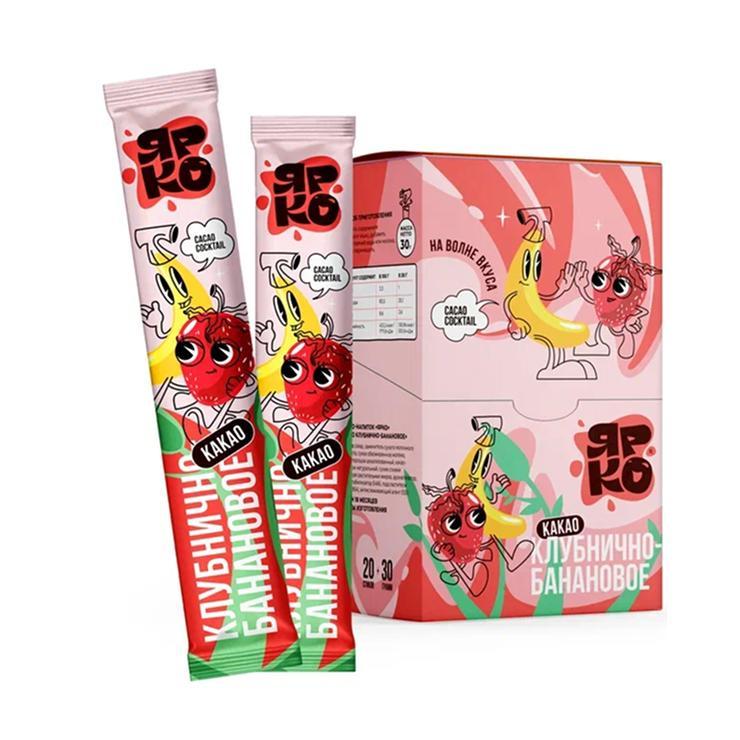 Напиток кофейный растворимый ЯРКО Какао "Клубнично-Банановое" 20 х 30г * 18 /СТОЛИЦА/99