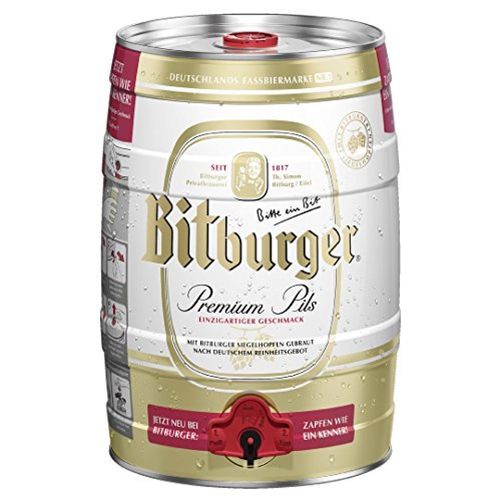 Пиво Bitburger Premium Pils светлое фильтрованное пастеризованное 4,8% 5 л., ж/б