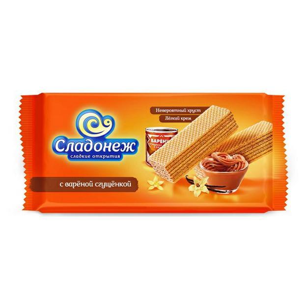 Вафли Сладонеж с вареной сгущенкой 170 гр., флоу-пак
