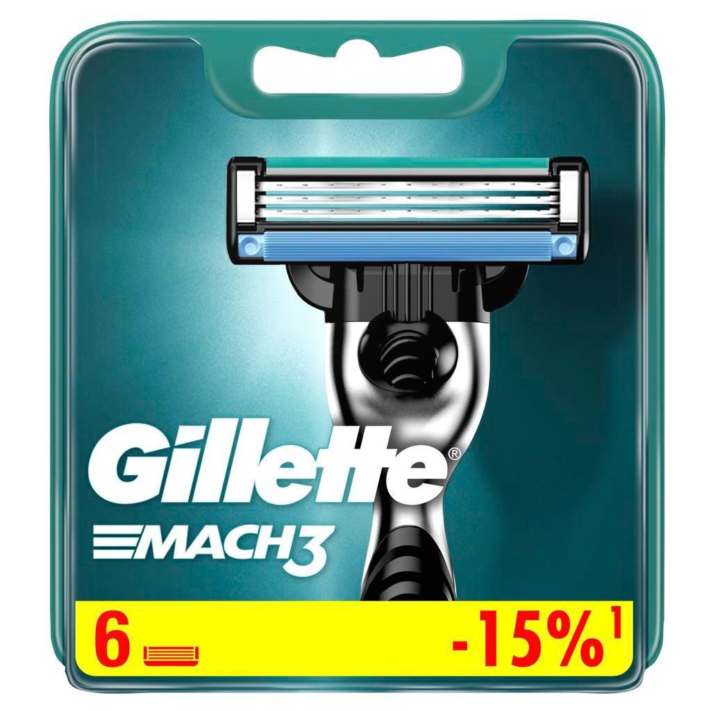 Кассеты сменные для бритвы Gillette Mach 3 6 штук, блистер