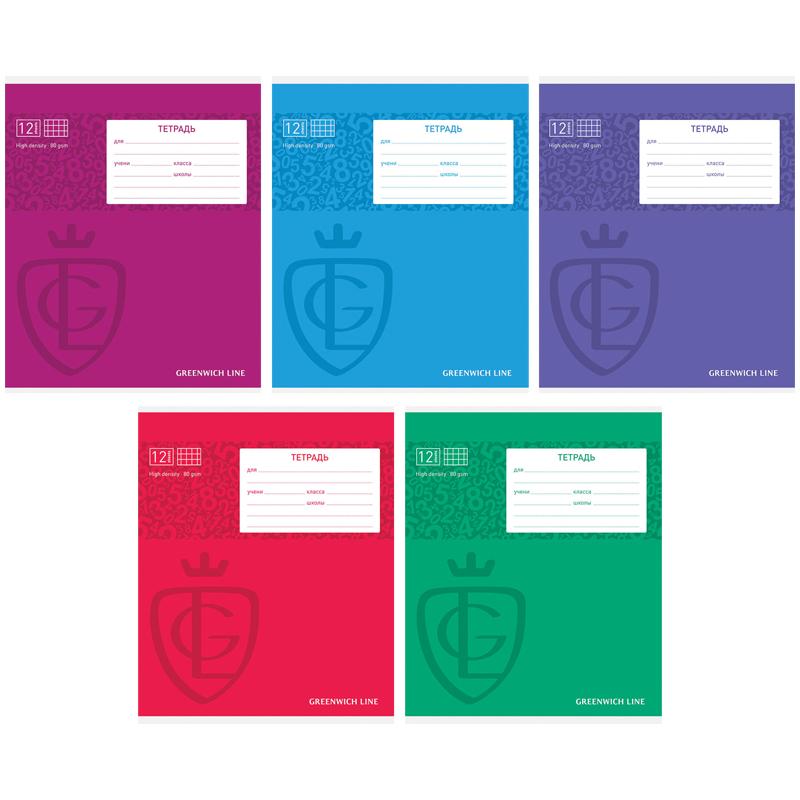 Тетрадь 12л., клетка Greenwich Line Royal book, УФ-лак, 80гр/м2