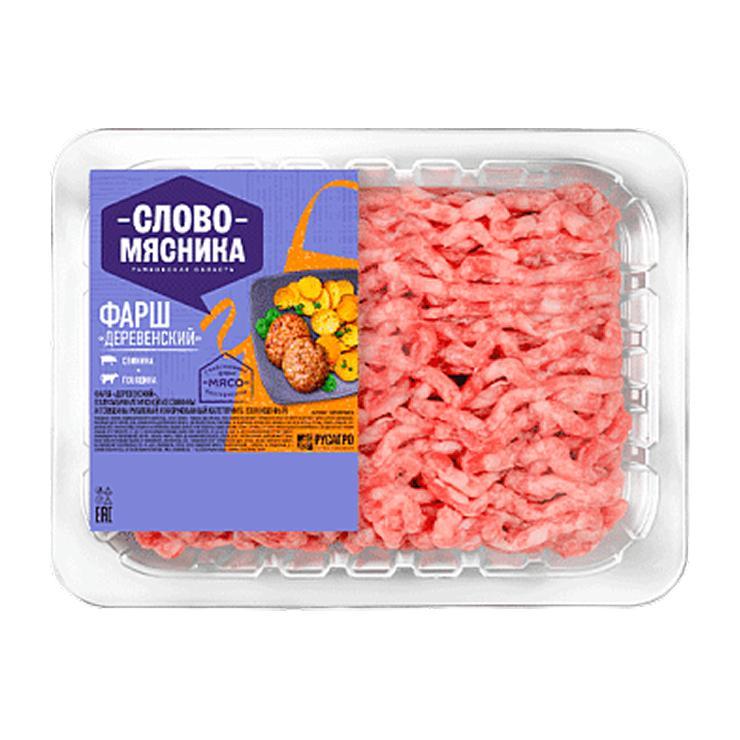 Фарш свиной Слово Мясника Деревенский охлаждённый 400 гр., пластиковый контейнер