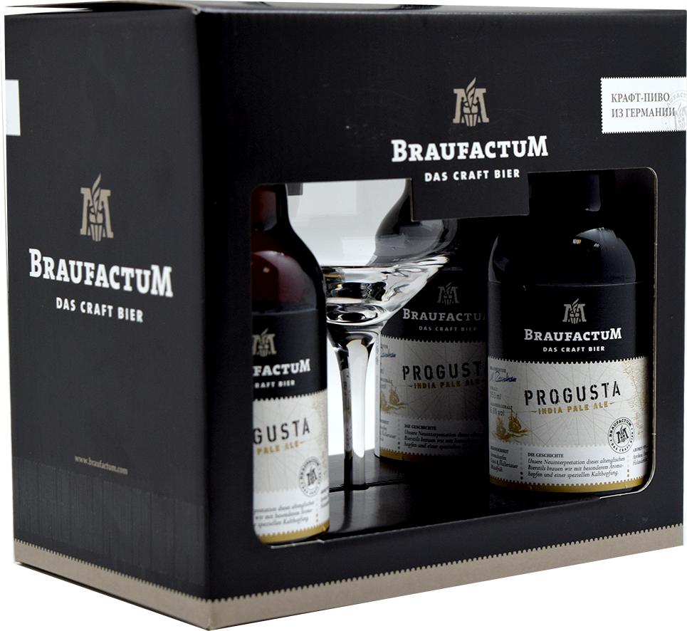 Пиво BraufactuM Progusta индийский бледный эль 4 бутылки красное фильтрованное пастеризованное 6,8% 1,4 л., картон