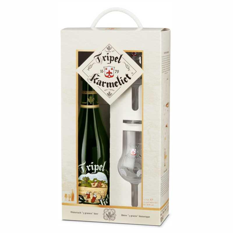 Пивной набор Bosteels Tripel Karmeliet 8,4%, деревянная коробка