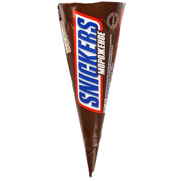 Мороженое рожок Snickers молочное сникерс 69 гр., обертка