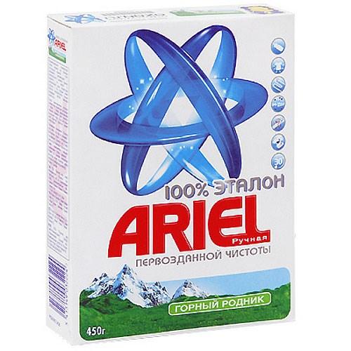 Стиральный порошок Ariel Горный родник для ручной стирки для белого белья 450 г 450 гр., коробка