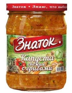 Капуста Знаток свежая с грибами , 880 гр, стекло
