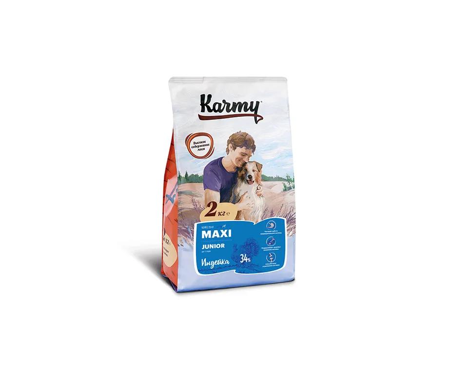 Корм Karmy, для щенков крупных пород Maxi Junior, с индейкой, 2 кг., дой-пак
