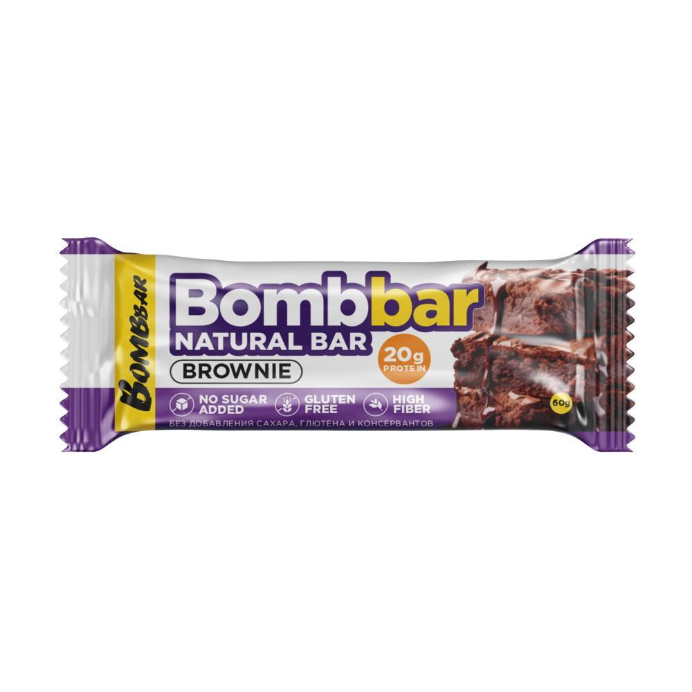 Батончик неглазированный Bombbar со вкусом Брауни 60 гр., флоу-пак