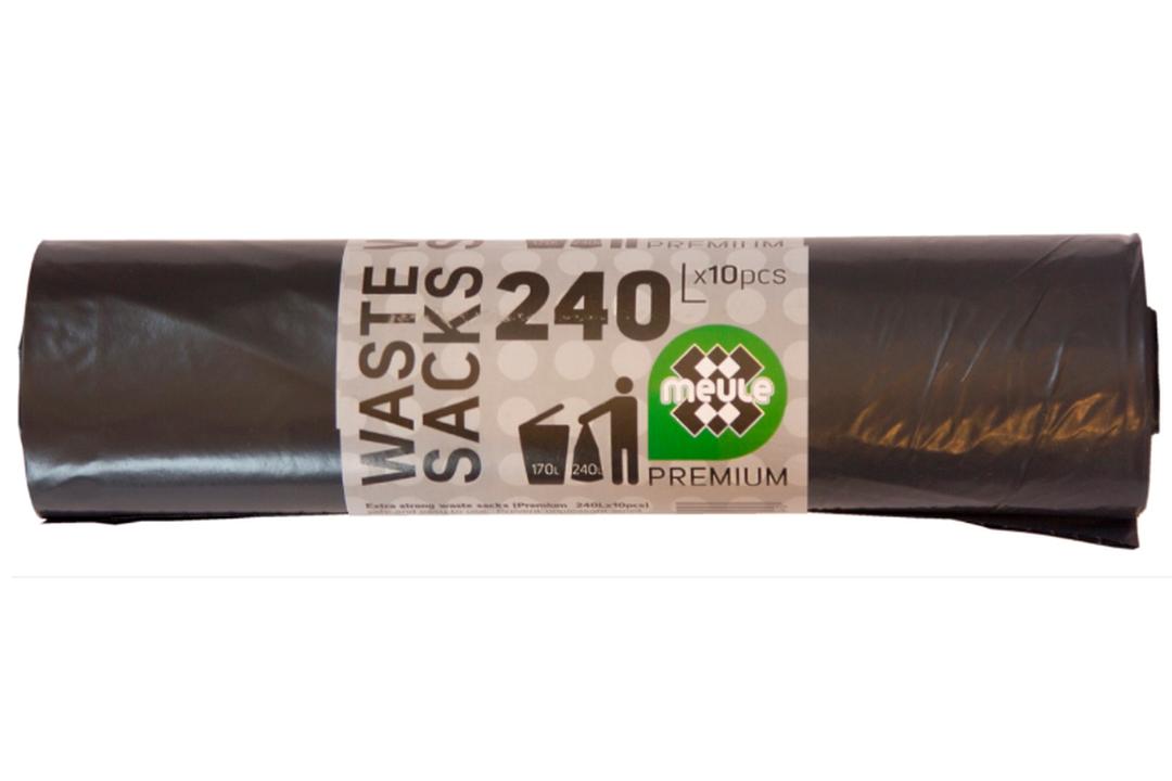Мешки для мусора MEULE 240 литров черные Premium 120 гр., обертка