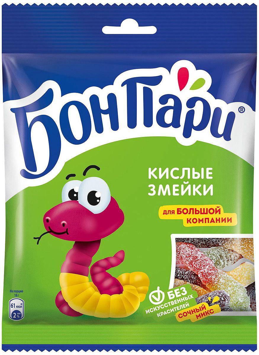 Мармелад жевательный БОН ПАРИ кислая змейка 120 гр, флоу-пак